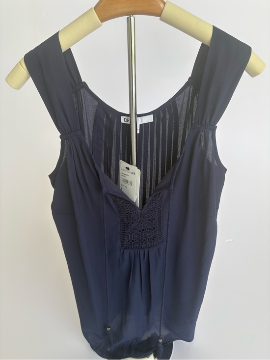 Daniel Rainn Tops - Daniel Rainn Indigo Sleeveless Tank with Crochet Front